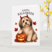 Havanese Halloween Teufelshund Karte (Gelbe Blume)