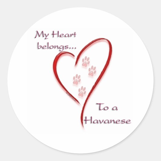 Havanese Heart Belongs Runder Aufkleber (Vorderseite)