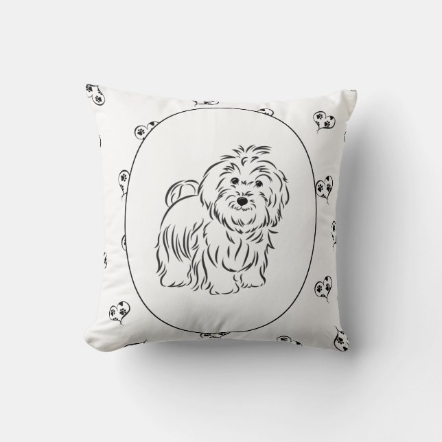 Havanese Hearts and Pawprints Kissen (Vorderseite)