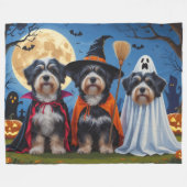 Havanese Hogs Pumpkin Halloween Funny Fleecedecke (Vorderseite (Horizontal))