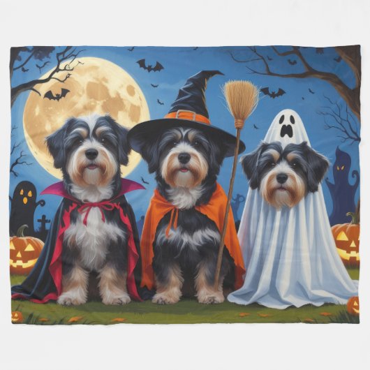 Havanese Hogs Pumpkin Halloween Funny Fleecedecke (Vorderseite (Horizontal))