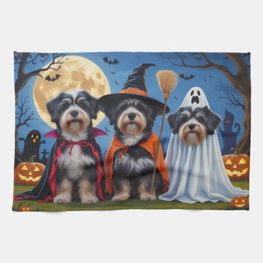 Havanese Hogs Pumpkin Halloween Funny Geschirrtuch (Horizontal)