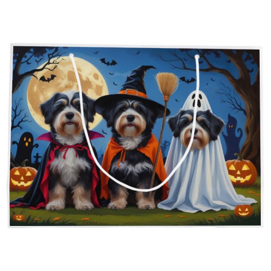 Havanese Hogs Pumpkin Halloween Funny Große Geschenktüte (Rückseite)