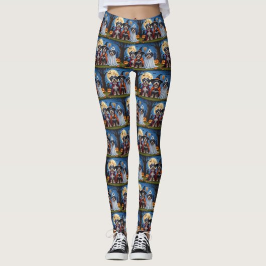 Havanese Hogs Pumpkin Halloween Funny Leggings (Vorderseite)