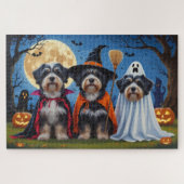Havanese Hogs Pumpkin Halloween Funny Puzzle (Horizontal)