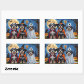 Havanese Hogs Pumpkin Halloween Funny Rechteckiger Aufkleber (Blatt)