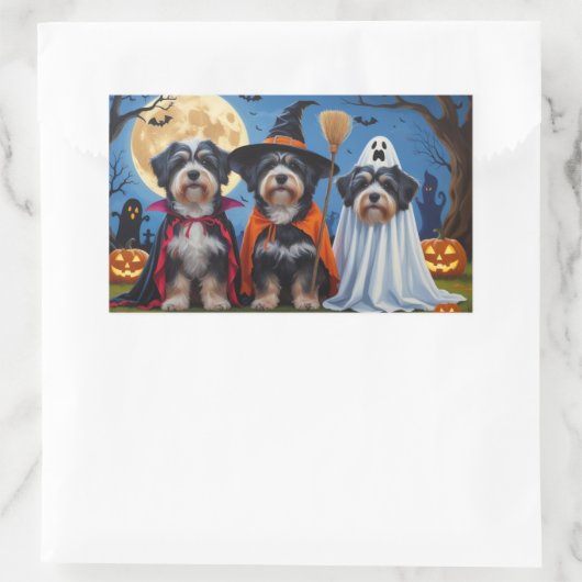 Havanese Hogs Pumpkin Halloween Funny Rechteckiger Aufkleber (Tasche)