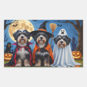Havanese Hogs Pumpkin Halloween Funny Rechteckiger Aufkleber (Vorderseite)