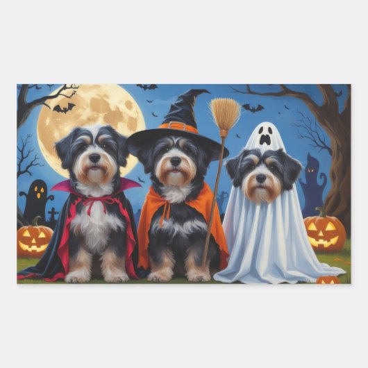Havanese Hogs Pumpkin Halloween Funny Rechteckiger Aufkleber (Vorderseite)