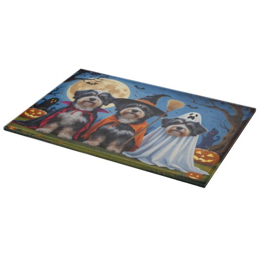 Havanese Hogs Pumpkin Halloween Funny Schneidebrett (Ecke)