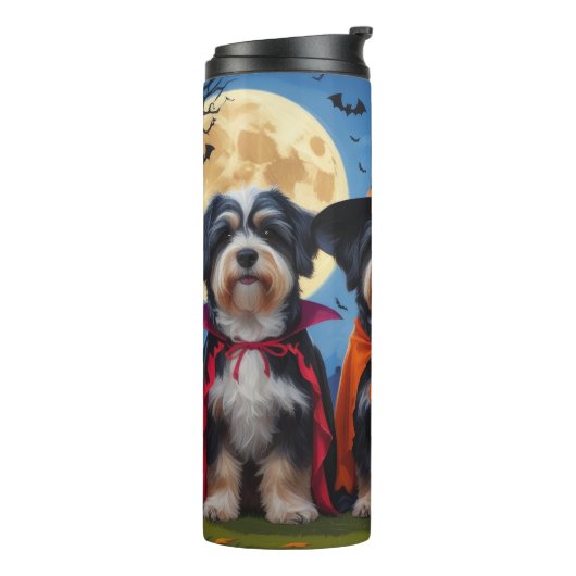 Havanese Hogs Pumpkin Halloween Funny Thermosbecher (Nach links gedreht)
