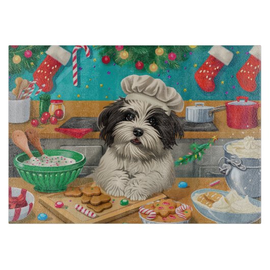 Havanese Holiday Baking: Festliche Weihnachten Schneidebrett (Vorderseite)