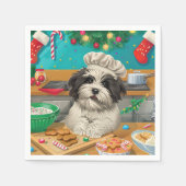 Havanese Holiday Baking: Festliche Weihnachten Serviette (Vorderseite)