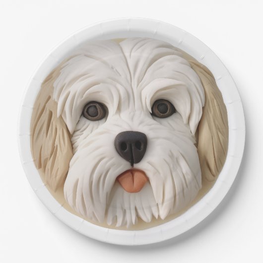 Havanese Hund 3D Inspiriert Pappteller (Vorderseite)