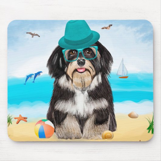 Havanese Hund am Strand Mousepad (Vorne)