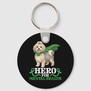 Havanese-Hund Held für das Bewusstsein für psychis Schlüsselanhänger