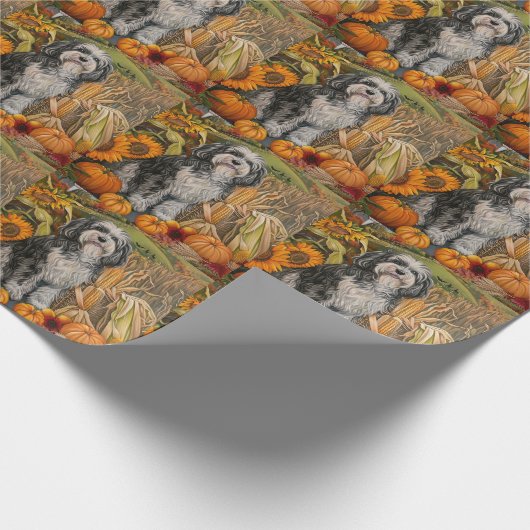 Havanese Hund Herbsternte Erntedank Geschenkpapier (Ecke)