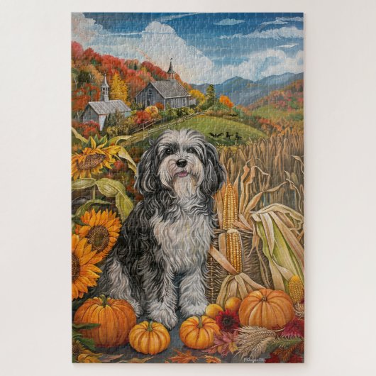 Havanese Hund Herbsternte Erntedank Puzzle (Vertikal)