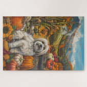 Havanese Hund Herbsternte Erntedank Puzzle (Horizontal)