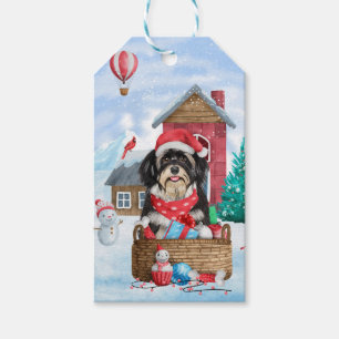 Havanese Hund im Schnee Weihnachtshaus für Hunde Geschenkanhänger