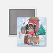Havanese Hund im Schnee Weihnachtshaus Magnet (Vorderseite/Rückseite)