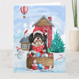 Havanese Hund im Schneeschnee-Weihnachtshaus Karte