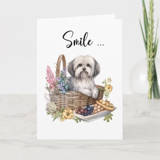 Havanese Hund in der Blume Hallo Karte (Vorderseite)