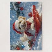 Havanese Hund in Sledge Lass es Schnee Weihnachten Puzzle (Vertikal)