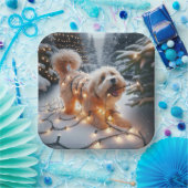 Havanese Hund in verworrenen Weihnachtsleuchten Pappteller (Party)