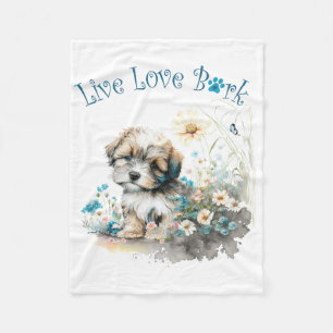 Havanese Hund Mama Floral Fleecedecke