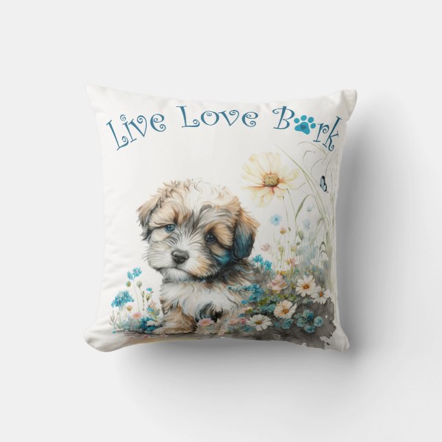 Havanese Hund Mama Floral Kissen (Vorderseite)
