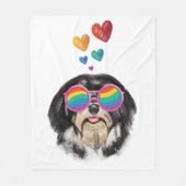 Havanese Hund mit Herz Valentinstag Fleecedecke (Vorderseite)