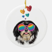 Havanese Hund mit Herz Valentinstag Keramik Ornament (Hinten)