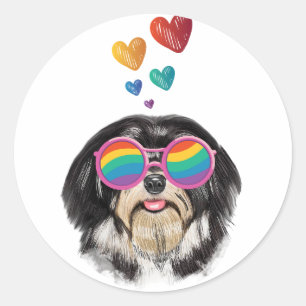 Havanese Hund mit Herzen Valentinstag  Runder Aufkleber