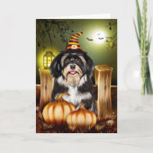 Havanese Hund mit Hexenhut Halloween-Geschenkidee Karte (Vorderseite)