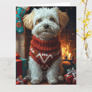 Havanese-Hund mit Weihnachtsgeschenken  Karte