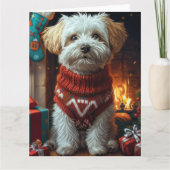 Havanese Hund mit Weihnachtsgeschenken Karte (Vorderseite)