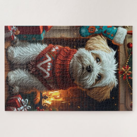 Havanese Hund mit Weihnachtsgeschenken Puzzle (Horizontal)