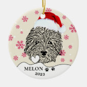 Havanese Hund Personalisiert Hand Zeichnend Keramik Ornament (Vorne)