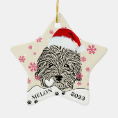 Havanese Hund Personalisiert Hand Zeichnend Keramik Ornament (Vorne)