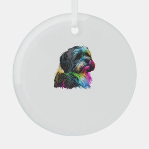 Havanese-Hund Pop-Art-Design Havanese-Liebhaber  Ornament Aus Glas