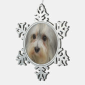 Havanese Hund Schneeflocken Zinn-Ornament (Rechts)
