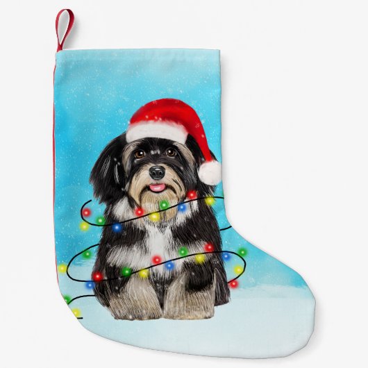 Havanese Hund sitzt am Strand Weihnachtshütte leuc Kleiner Weihnachtsstrumpf (Vorderseite)
