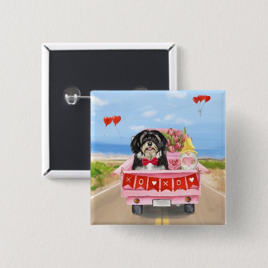 Havanese Hund Valentinstag LKW Button (Vorne & Hinten)