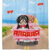 Havanese Hund Valentinstag LKW Duschvorhang (Vorderseite)