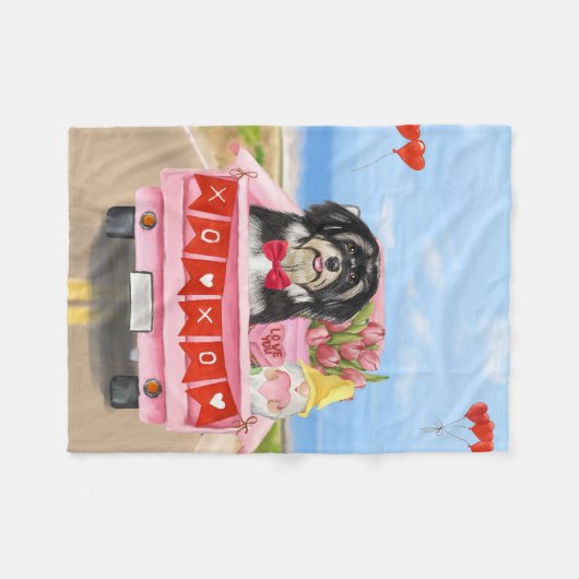 Havanese Hund Valentinstag LKW Fleecedecke (Vorderseite (Horizontal))