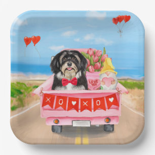 Havanese Hund Valentinstag LKW Pappteller