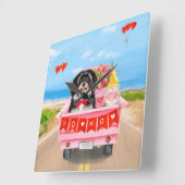 Havanese Hund Valentinstag LKW Quadratische Wanduhr (Winkel)