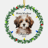 Havanese Hund/Welpe Adorable Weihnachten Keramik Ornament (Vorne)