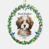 Havanese Hund/Welpe Adorable Weihnachten Keramik Ornament (Links)